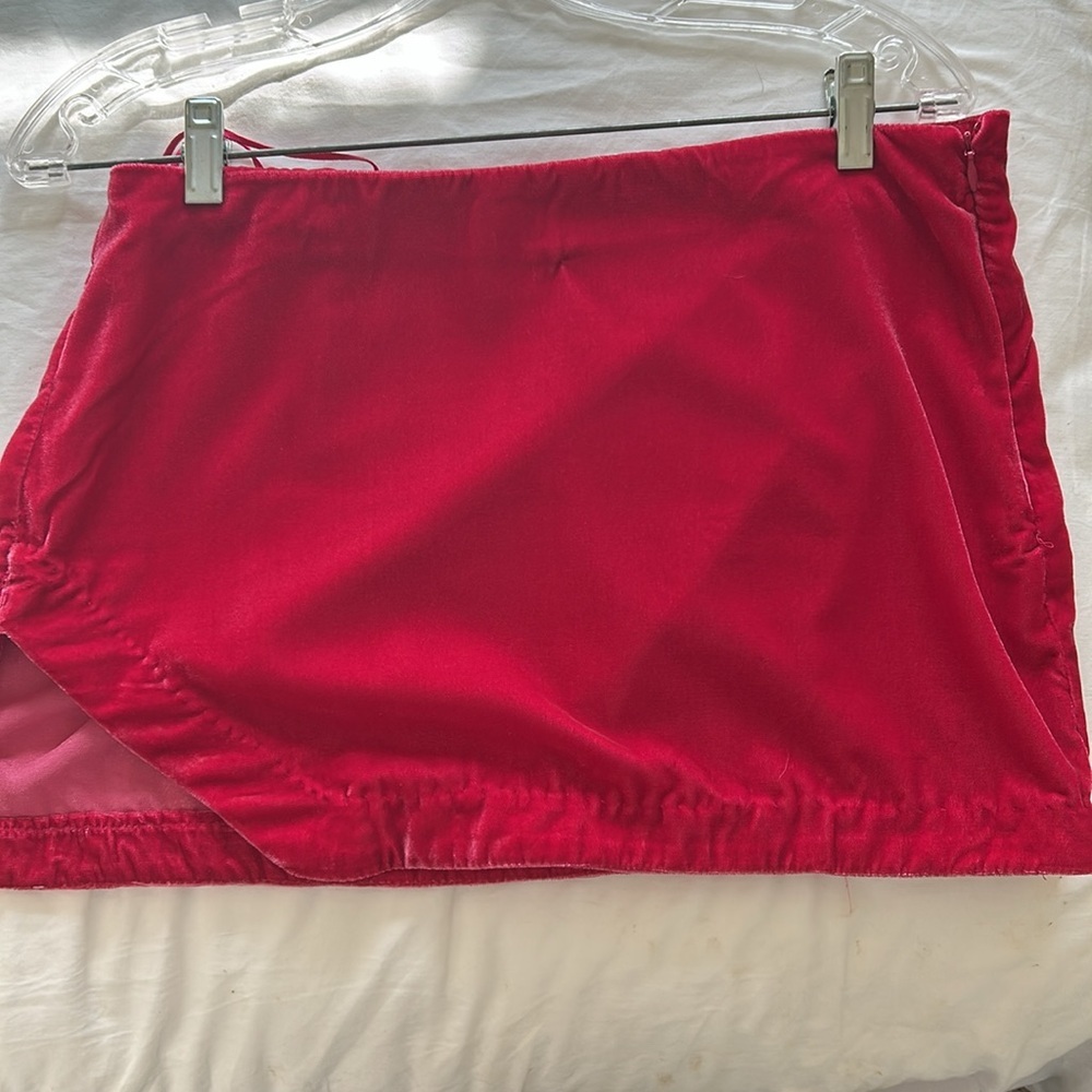 Free People Pink Annalise Mini Skirt Size 6 Pink new without tags Velvet - Picture 9 of 9